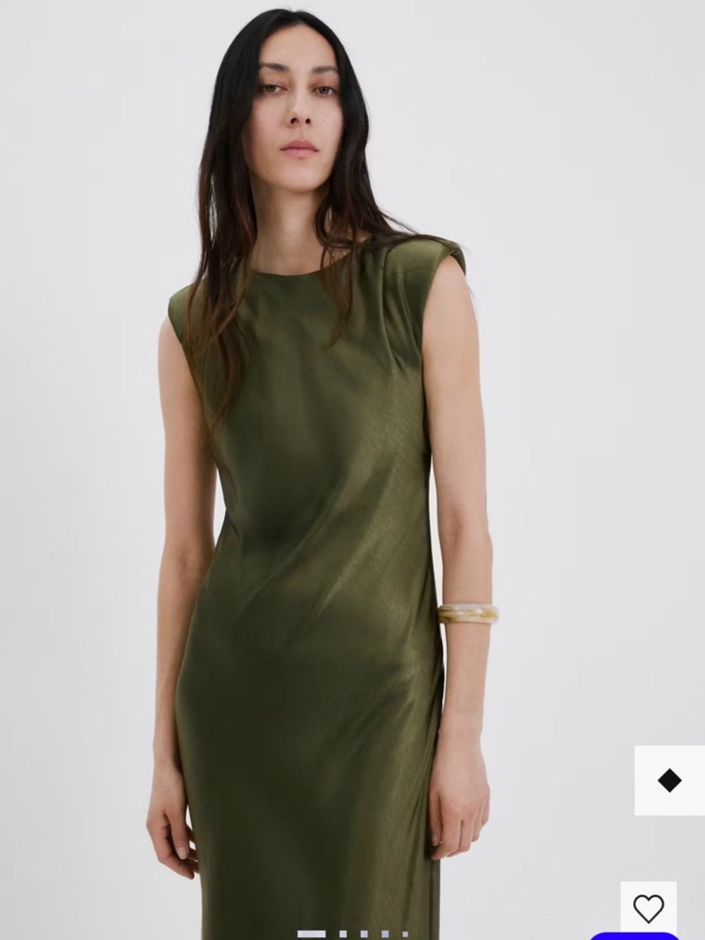 Mango Green Satin Midi Dress